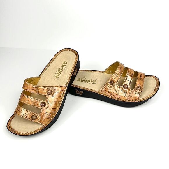NWOT ALEGRIA Fiona Cork Print Slip On Platform Sandals EUR 37 US 7-7,5 - Picture 2 of 14